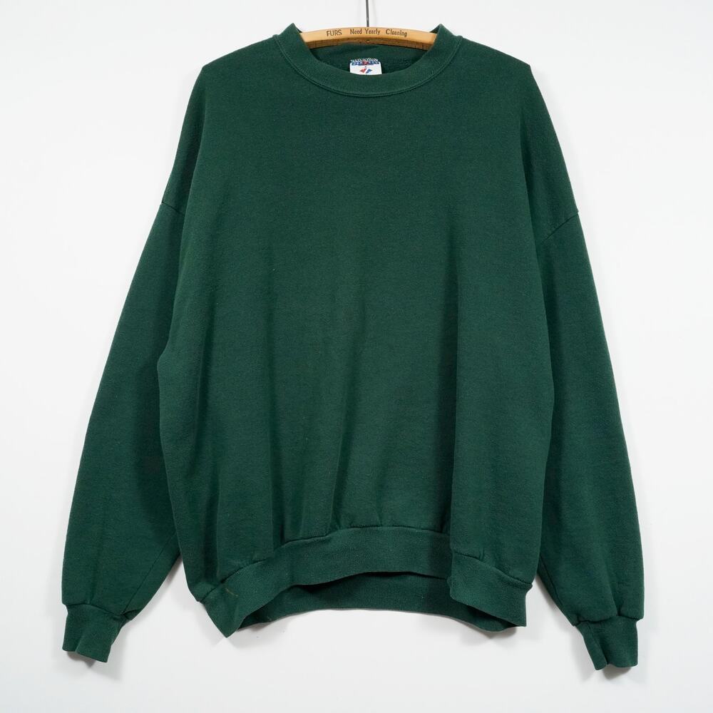 Vintage Jerzees NuBlend Crewneck Sweatshirt Green 3XL Made in USA Bleach Spot